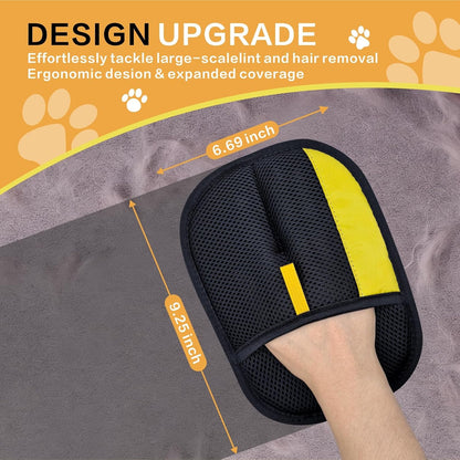Pet Hair Removal Glove, Pet Hair Gloves for Dogs & Cats | Upgraded Reusable Electrostatic Pet Hair Remover Quickly Collects Loose Fur from Clothes, Couches, Carpets, and Car Seats