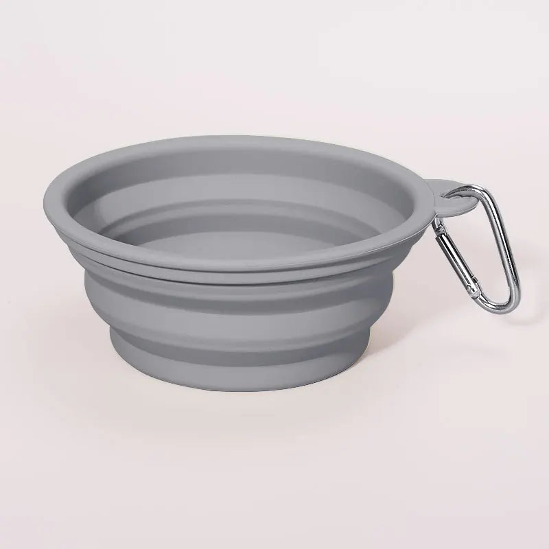 Custom Logo Pet Folding Silicone Bowl Outdoor Easy Washable Foldable Dog Bowl Collapsible Puppy Bowl with Carabiners