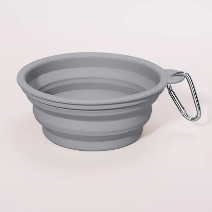 Custom Logo Pet Folding Silicone Bowl Outdoor Easy Washable Foldable Dog Bowl Collapsible Puppy Bowl with Carabiners