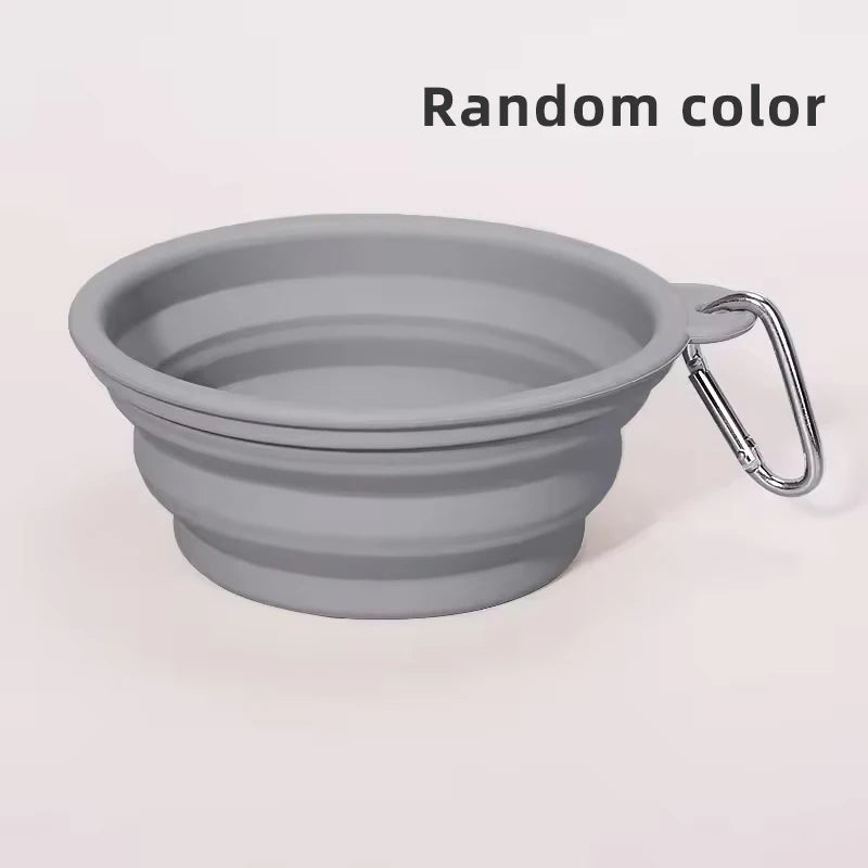 Custom Logo Pet Folding Silicone Bowl Outdoor Easy Washable Foldable Dog Bowl Collapsible Puppy Bowl with Carabiners