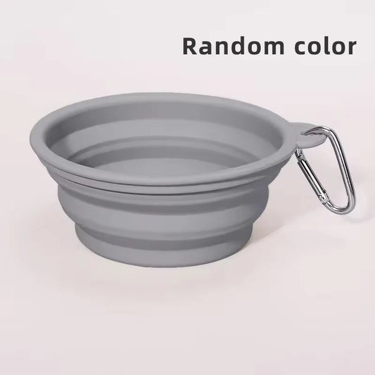 Custom Logo Pet Folding Silicone Bowl Outdoor Easy Washable Foldable Dog Bowl Collapsible Puppy Bowl with Carabiners