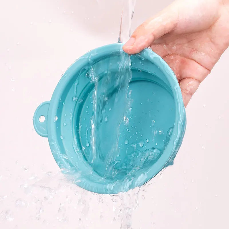 Custom Logo Pet Folding Silicone Bowl Outdoor Easy Washable Foldable Dog Bowl Collapsible Puppy Bowl with Carabiners