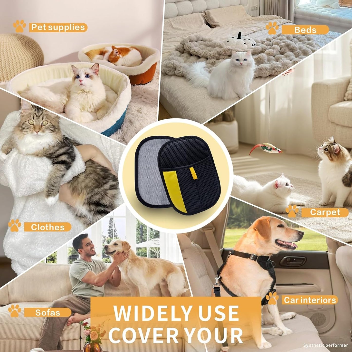 Pet Hair Removal Glove, Pet Hair Gloves for Dogs & Cats | Upgraded Reusable Electrostatic Pet Hair Remover Quickly Collects Loose Fur from Clothes, Couches, Carpets, and Car Seats