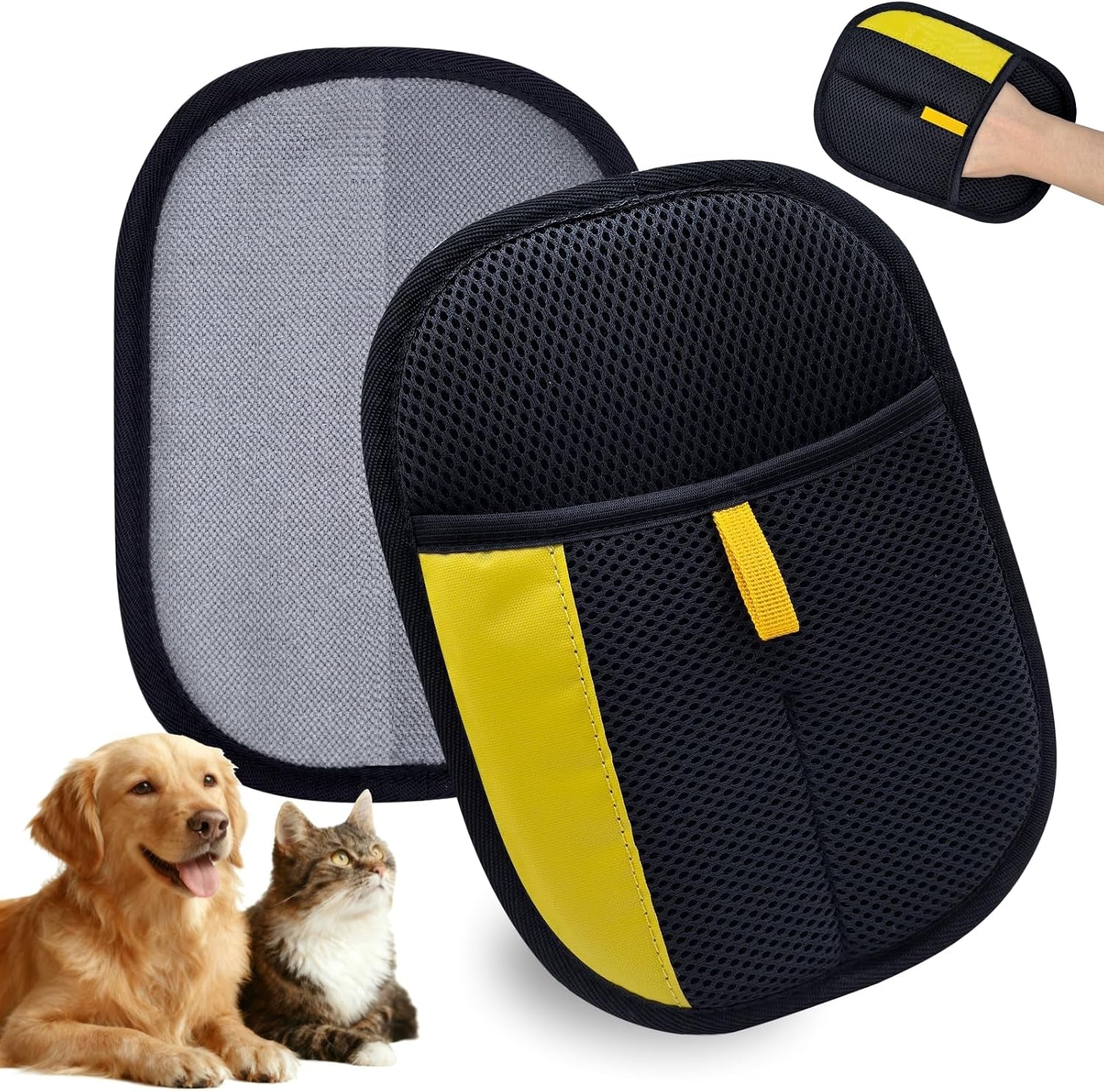 Pet Hair Removal Glove, Pet Hair Gloves for Dogs & Cats | Upgraded Reusable Electrostatic Pet Hair Remover Quickly Collects Loose Fur from Clothes, Couches, Carpets, and Car Seats